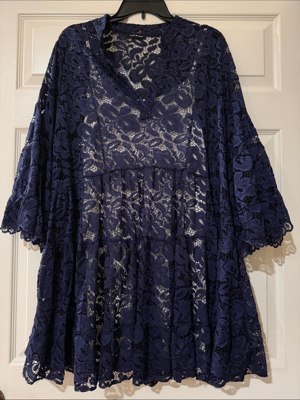 Navy Blue Lace Tunic Cover-Up